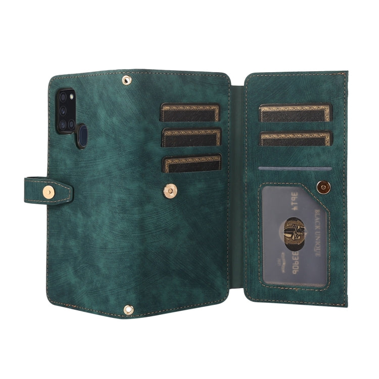 For Samsung Galaxy A21s Dream 9-Card Wallet Zipper Bag Leather Phone Case