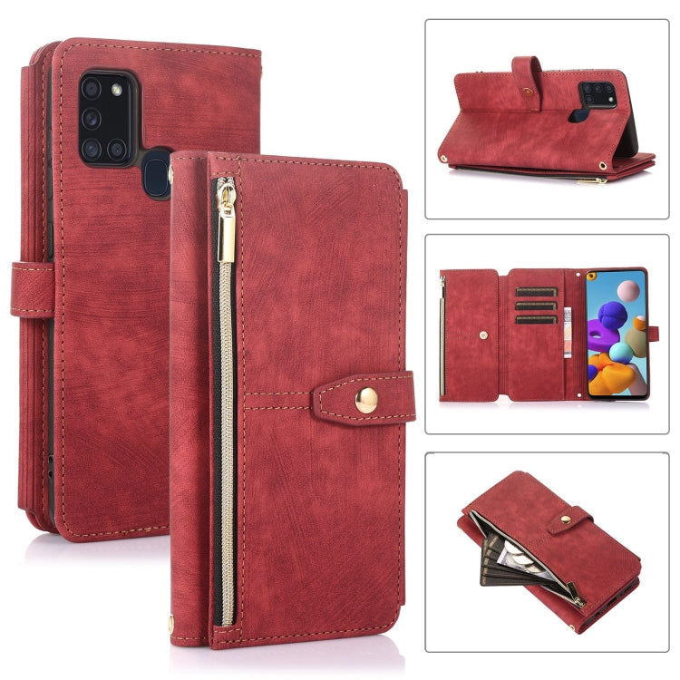 For Samsung Galaxy A21s Dream 9-Card Wallet Zipper Bag Leather Phone Case