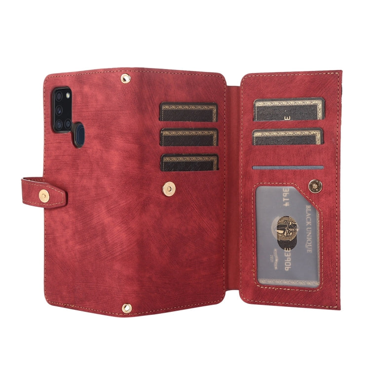 For Samsung Galaxy A21s Dream 9-Card Wallet Zipper Bag Leather Phone Case