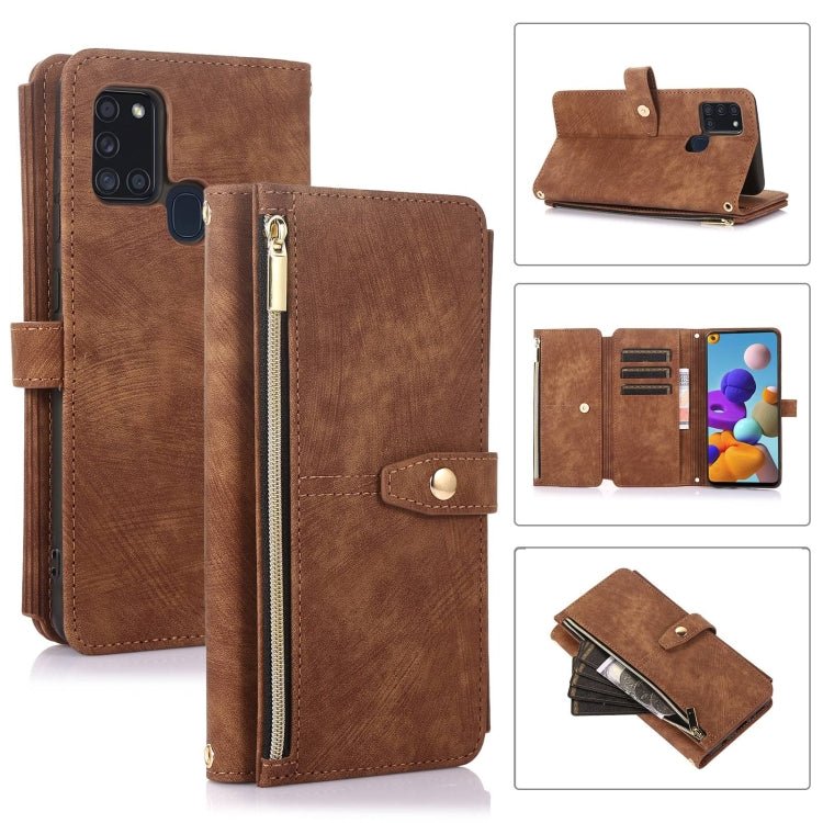 For Samsung Galaxy A21s Dream 9-Card Wallet Zipper Bag Leather Phone Case