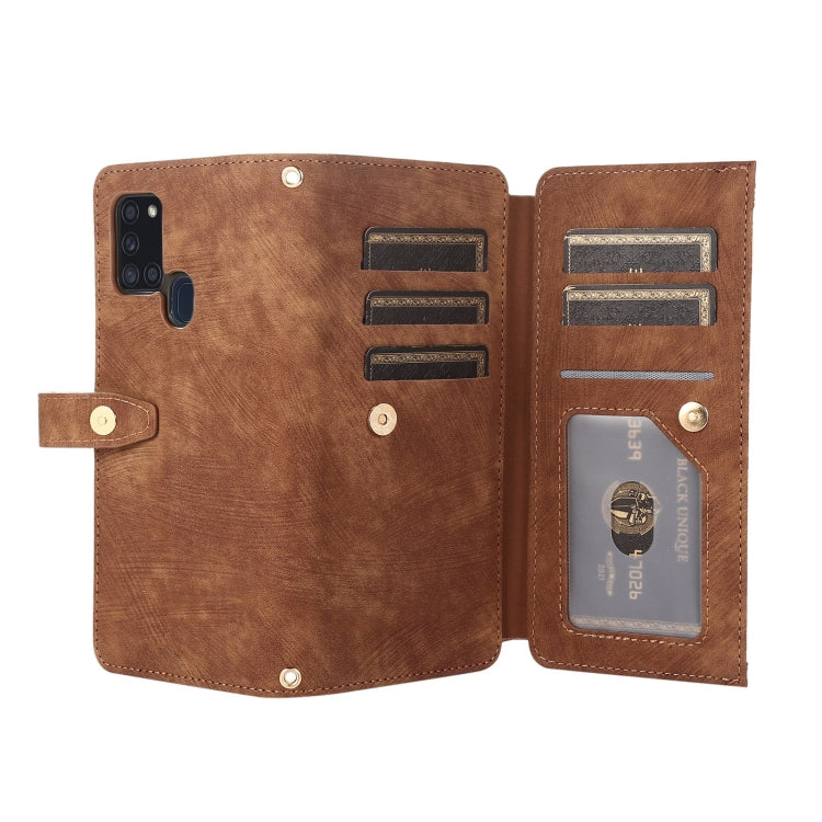 For Samsung Galaxy A21s Dream 9-Card Wallet Zipper Bag Leather Phone Case