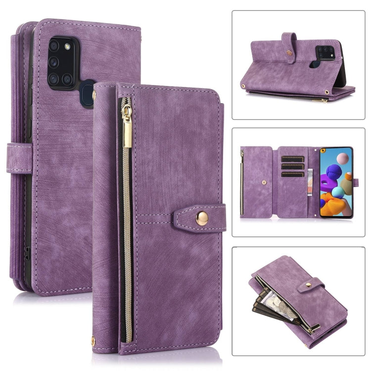 For Samsung Galaxy A21s Dream 9-Card Wallet Zipper Bag Leather Phone Case