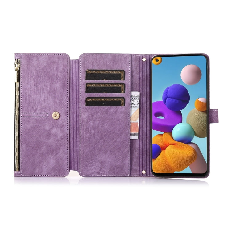For Samsung Galaxy A21s Dream 9-Card Wallet Zipper Bag Leather Phone Case