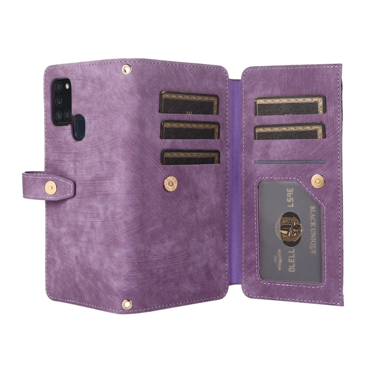 For Samsung Galaxy A21s Dream 9-Card Wallet Zipper Bag Leather Phone Case