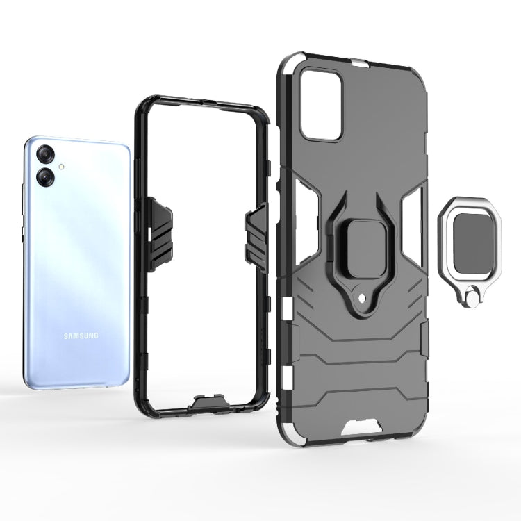 For Samsung Galaxy A04e 4G Shockproof PC + TPU Phone Case with Magnetic Ring Holder