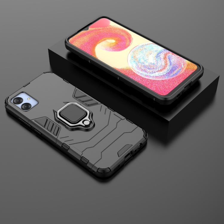 For Samsung Galaxy A04e 4G Shockproof PC + TPU Phone Case with Magnetic Ring Holder