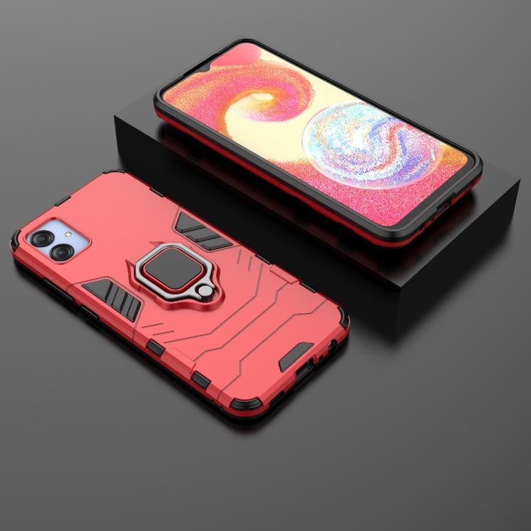 For Samsung Galaxy A04e 4G Shockproof PC + TPU Phone Case with Magnetic Ring Holder