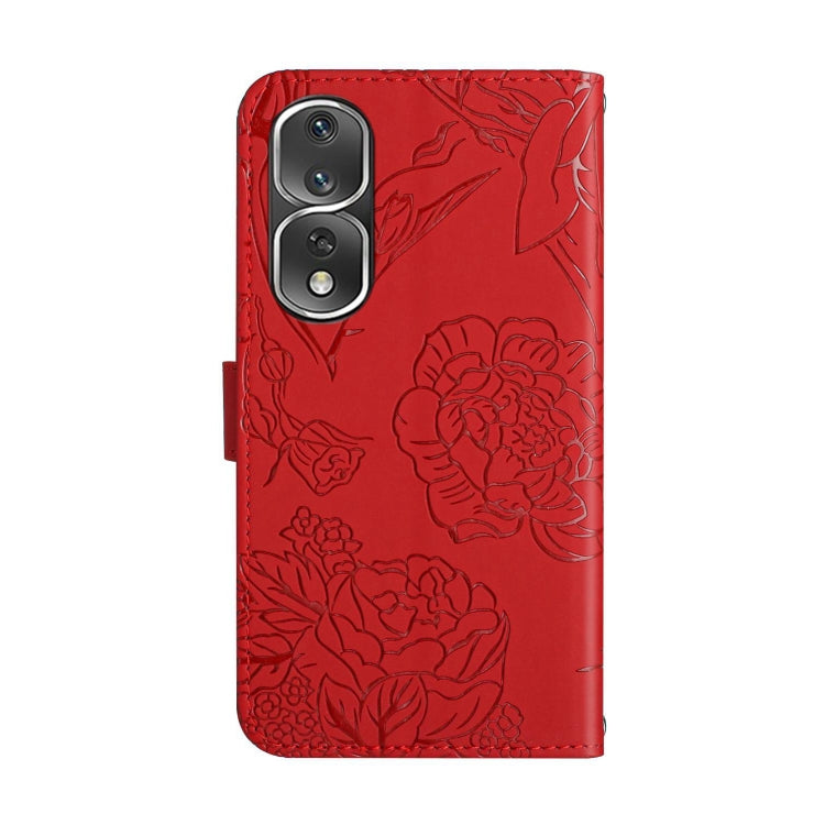 For Honor 80 Pro HT03 Skin Feel Butterfly Embossed Flip Leather Phone Case