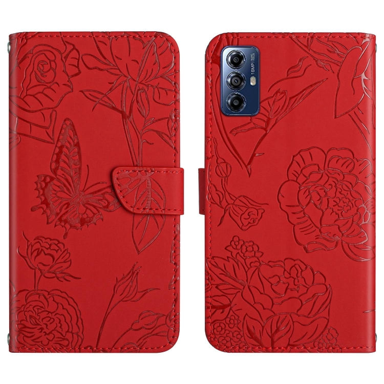 For Motorola Moto G Play 2023 HT03 Skin Feel Butterfly Embossed Flip Leather Phone Case