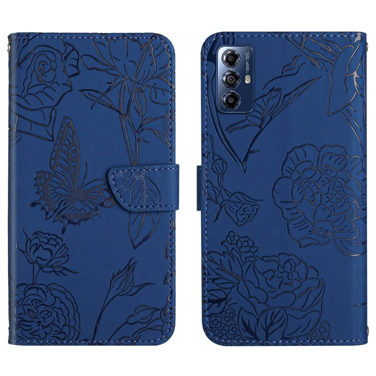 For Motorola Moto G Play 2023 HT03 Skin Feel Butterfly Embossed Flip Leather Phone Case