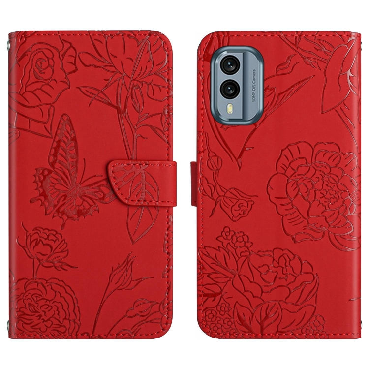 For Nokia X30 HT03 Skin Feel Butterfly Embossed Flip Leather Phone Case