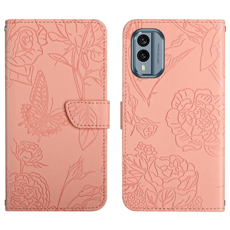 For Nokia X30 HT03 Skin Feel Butterfly Embossed Flip Leather Phone Case