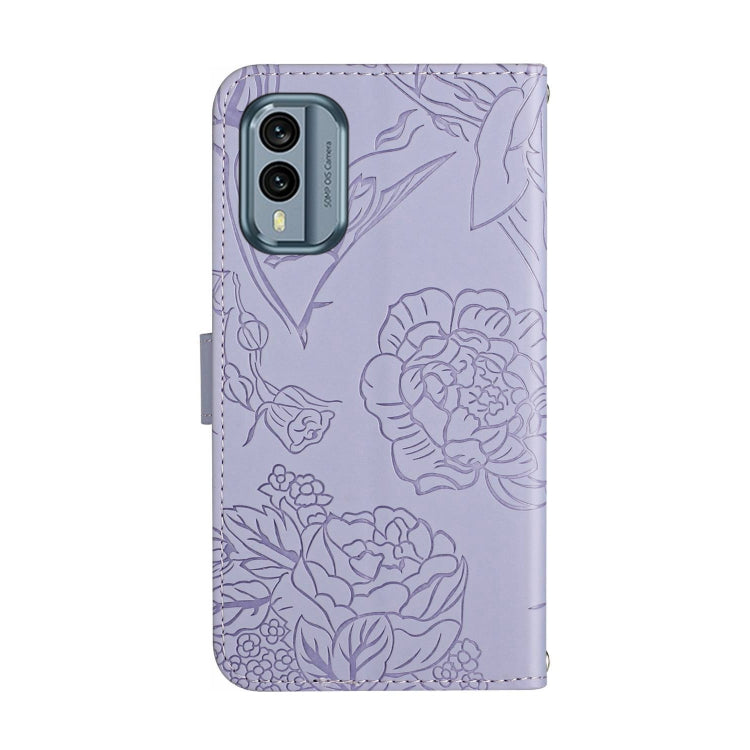 For Nokia X30 HT03 Skin Feel Butterfly Embossed Flip Leather Phone Case