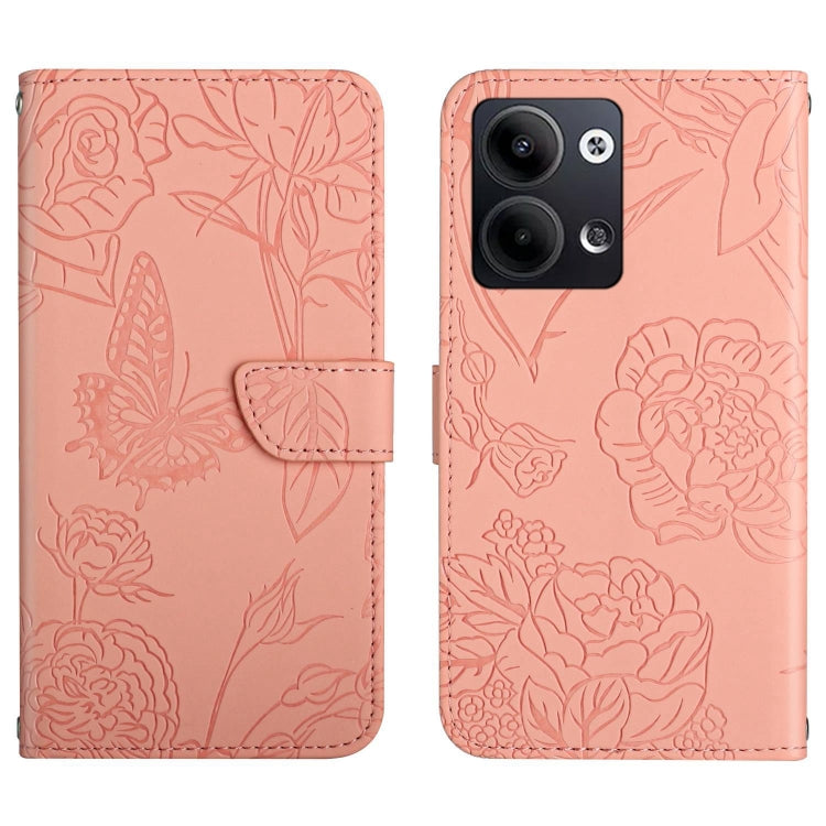For OPPO Reno9 / Reno9 Pro HT03 Skin Feel Butterfly Embossed Flip Leather Phone Case