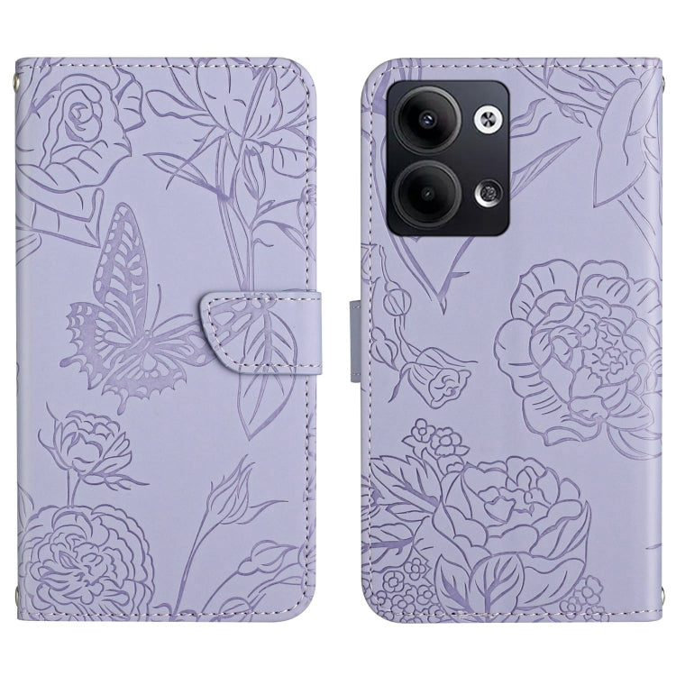 For OPPO Reno9 / Reno9 Pro HT03 Skin Feel Butterfly Embossed Flip Leather Phone Case