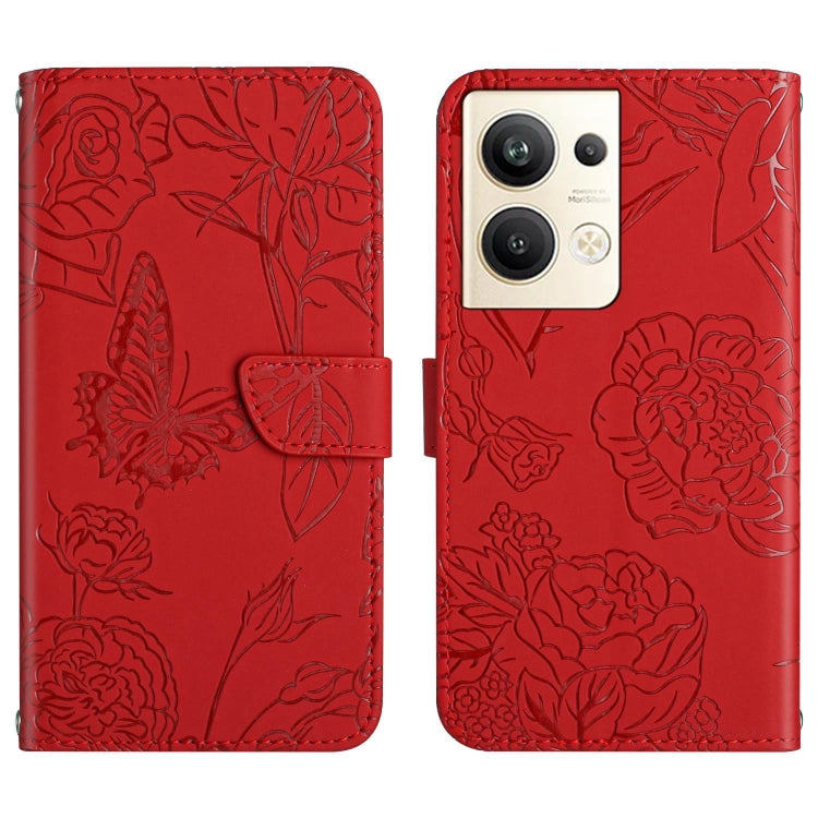 For OPPO Reno9 Pro+ HT03 Skin Feel Butterfly Embossed Flip Leather Phone Case