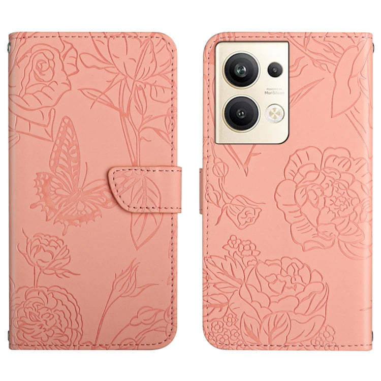 For OPPO Reno9 Pro+ HT03 Skin Feel Butterfly Embossed Flip Leather Phone Case