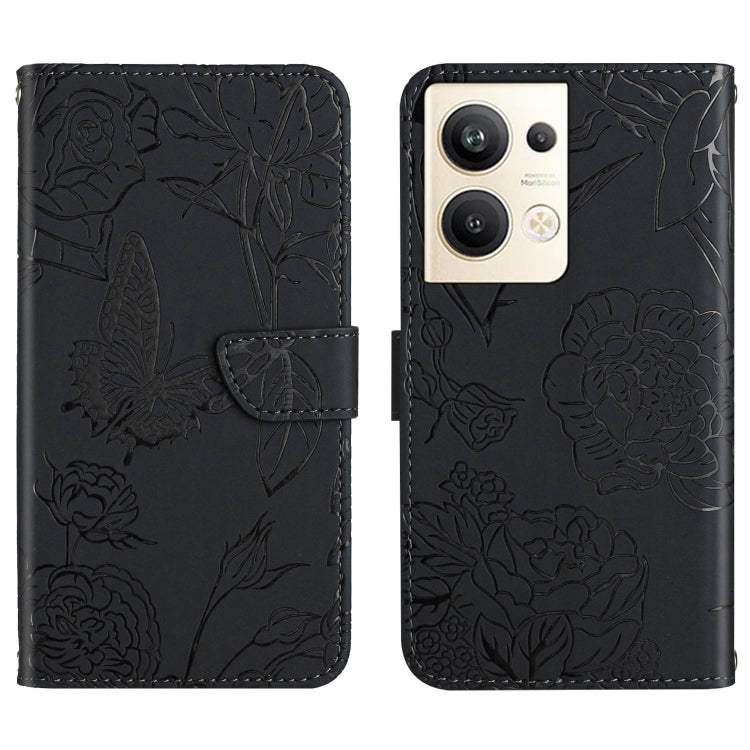 For OPPO Reno9 Pro+ HT03 Skin Feel Butterfly Embossed Flip Leather Phone Case