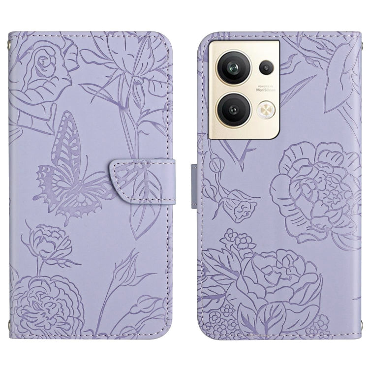 For OPPO Reno9 Pro+ HT03 Skin Feel Butterfly Embossed Flip Leather Phone Case