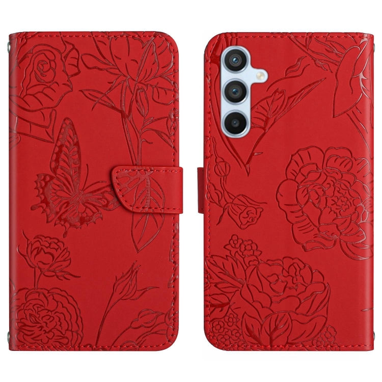 For Samsung Galaxy A34 5G HT03 Skin Feel Butterfly Embossed Flip Leather Phone Case