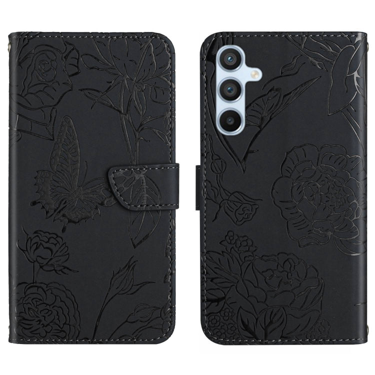For Samsung Galaxy A34 5G HT03 Skin Feel Butterfly Embossed Flip Leather Phone Case