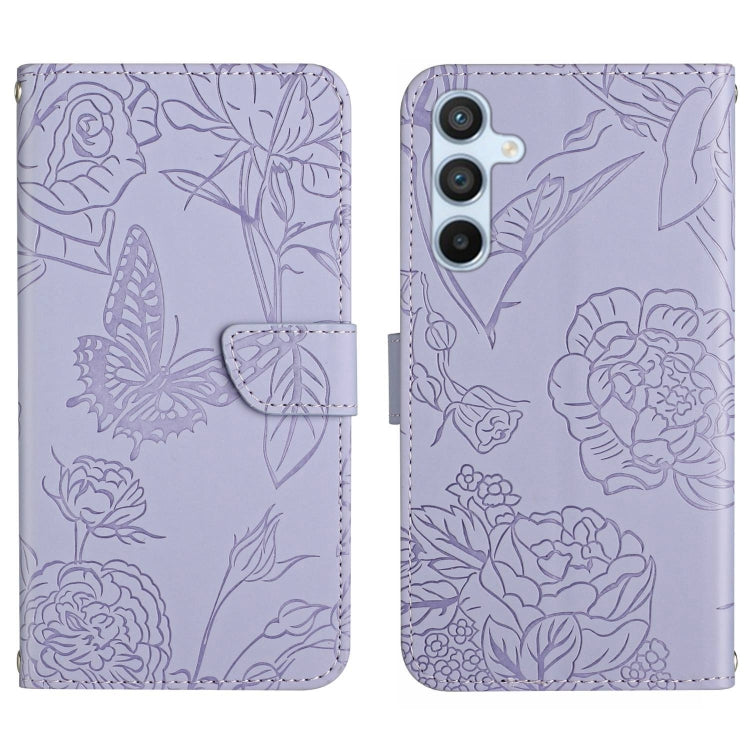 For Samsung Galaxy A34 5G HT03 Skin Feel Butterfly Embossed Flip Leather Phone Case