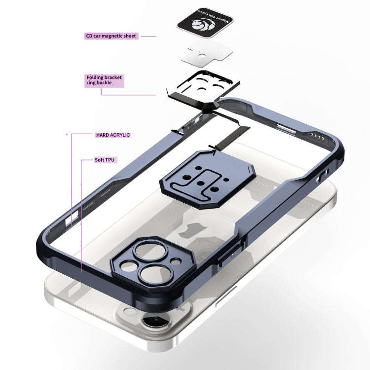 For iPhone 14 Plus Armor Shockproof Magnetic Ring Phone Case