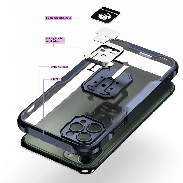 For iPhone 11 Pro Max Armor Shockproof Magnetic Ring Phone Case