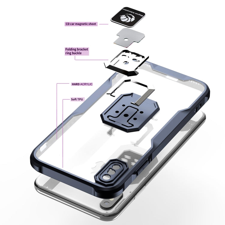 For iPhone XS Max Armor Shockproof Magnetic Ring Phone Case
