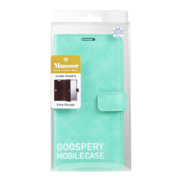 For Samsung Galaxy S23 Ultra 5G GOOSPERY MANSOOR DIARY 9 Card Slots Leather Phone Case