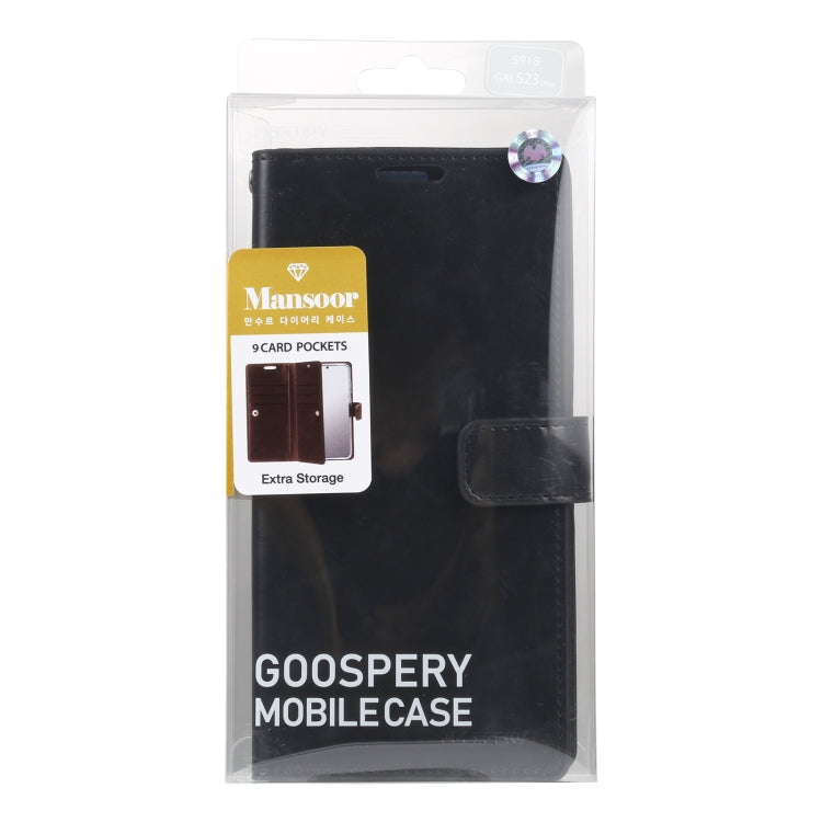 For Samsung Galaxy S23 Ultra 5G GOOSPERY MANSOOR DIARY 9 Card Slots Leather Phone Case