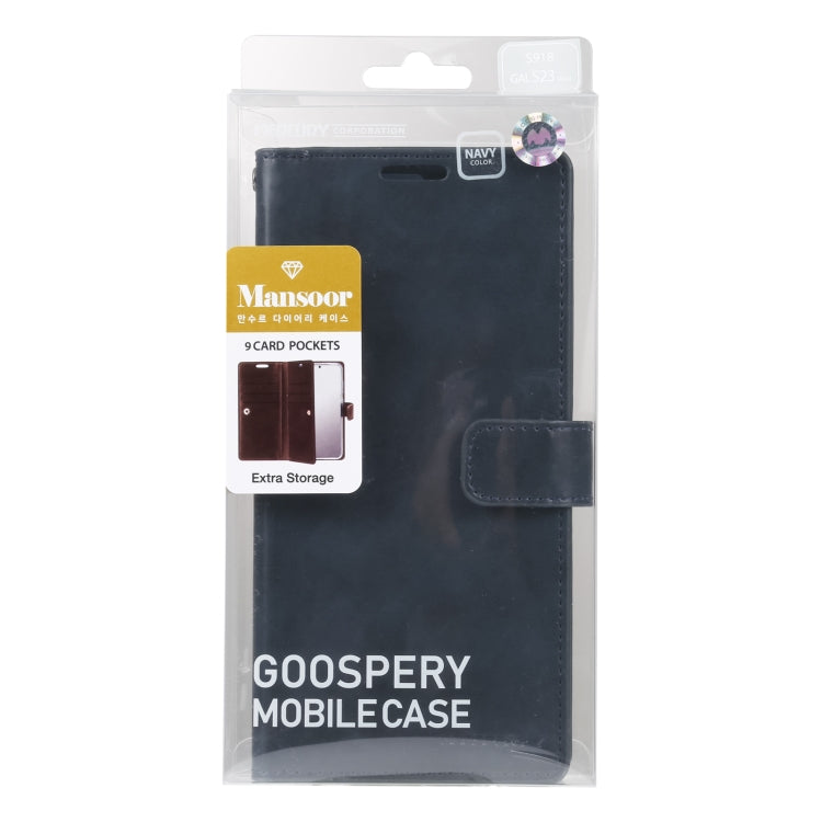 For Samsung Galaxy S23 Ultra 5G GOOSPERY MANSOOR DIARY 9 Card Slots Leather Phone Case
