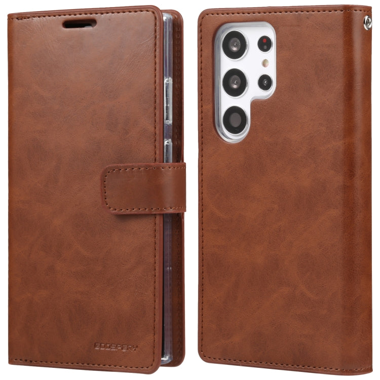 For Samsung Galaxy S23 Ultra 5G GOOSPERY MANSOOR DIARY 9 Card Slots Leather Phone Case