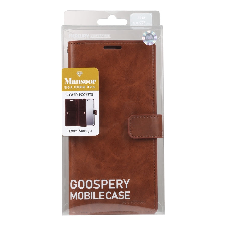 For Samsung Galaxy S23 Ultra 5G GOOSPERY MANSOOR DIARY 9 Card Slots Leather Phone Case