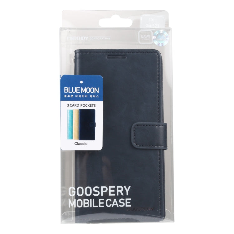 For Samsung Galaxy S23 5G GOOSPERY BLUE MOON Crazy Horse Texture Leather Phone Case