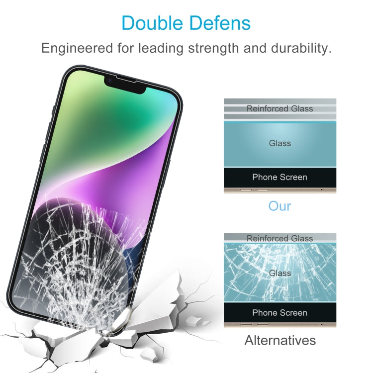 For iPhone 14 2pcs 0.26mm 9H 2.5D Tempered Glass Screen Film with 2pcs Lens Protector