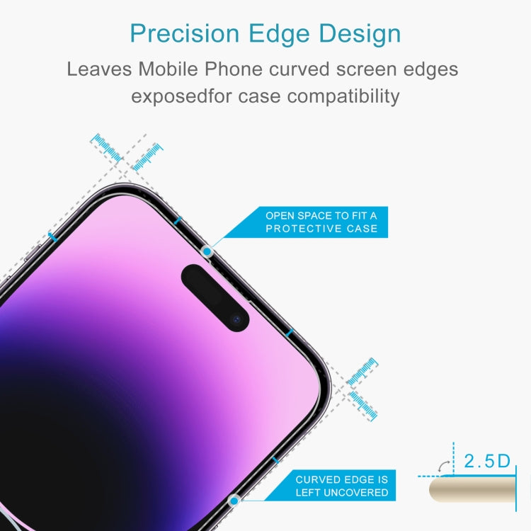 For iPhone 14 Pro Max 2pcs 0.26mm 9H 2.5D Tempered Glass Screen Film with 2pcs Lens Protector