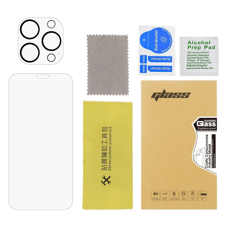 For iPhone 12 Pro 2pcs 0.26mm 9H 2.5D Tempered Glass Screen Film with 2pcs Lens Protector