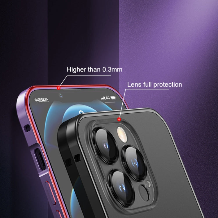 For iPhone 12 Pro Spring Buckle Metal Frosted Phone Case