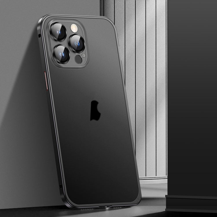 For iPhone 12 Pro Max Spring Buckle Metal Frosted Phone Case