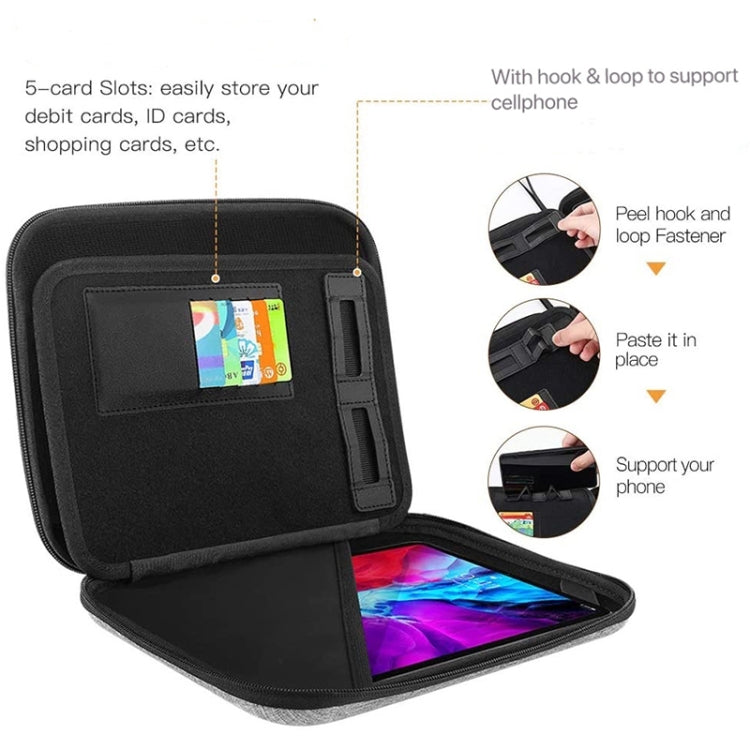 Multifunctional Double-Layer EVA Hard Case Storage Bag For 9.7-11 inch Tablet(Grey)