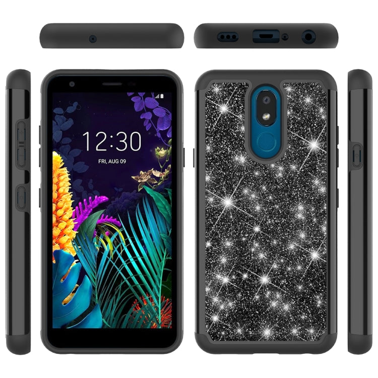 For LG K30 (2019) / Aristo 4 Plus Glitter Powder Contrast Skin Shockproof Silicone + PC Protective Case(Black)