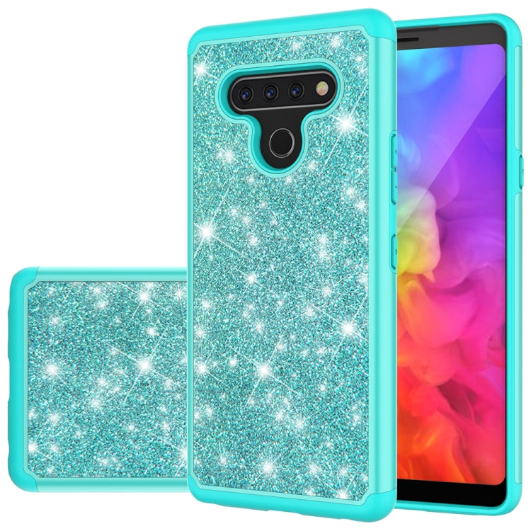 For LG Q Stylo 6 Glitter Powder Contrast Skin Shockproof Silicone + PC Protective Case