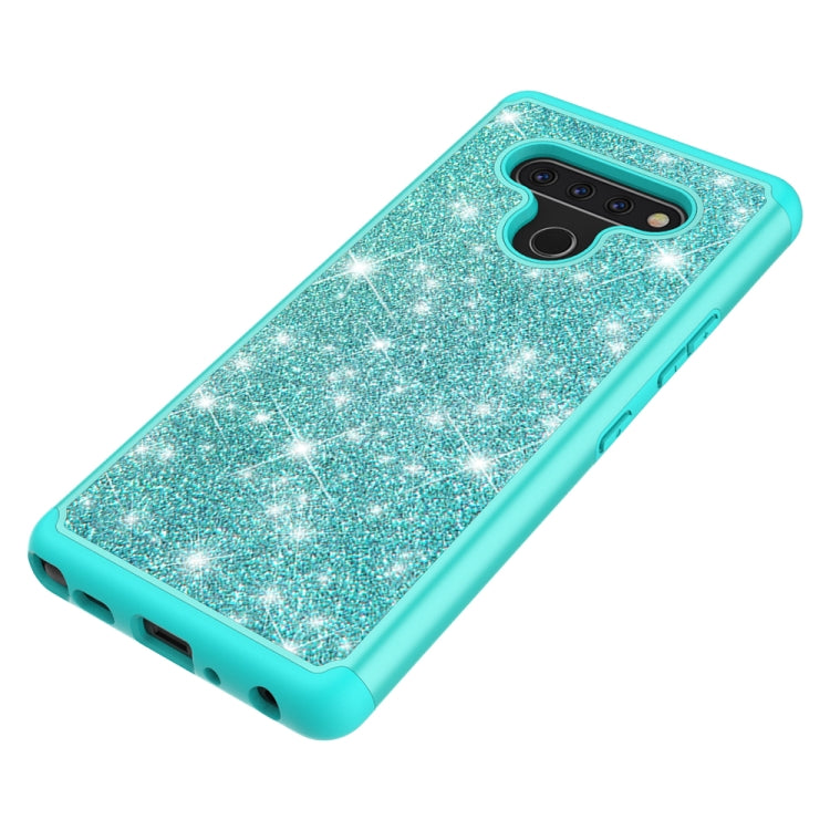 For LG Q Stylo 6 Glitter Powder Contrast Skin Shockproof Silicone + PC Protective Case