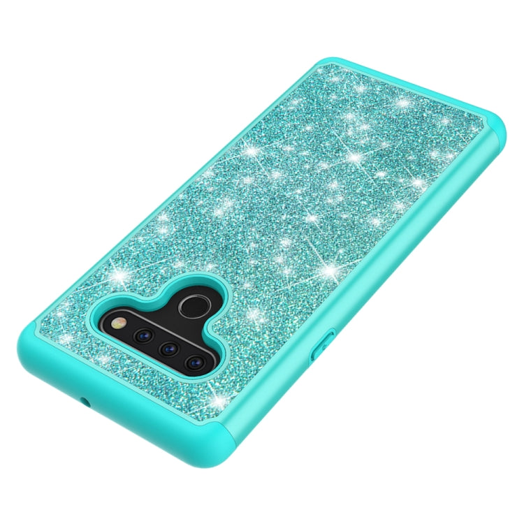 For LG Q Stylo 6 Glitter Powder Contrast Skin Shockproof Silicone + PC Protective Case