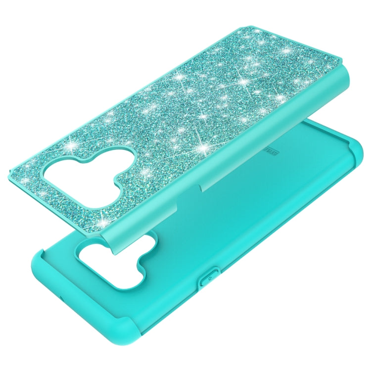 For LG Q Stylo 6 Glitter Powder Contrast Skin Shockproof Silicone + PC Protective Case