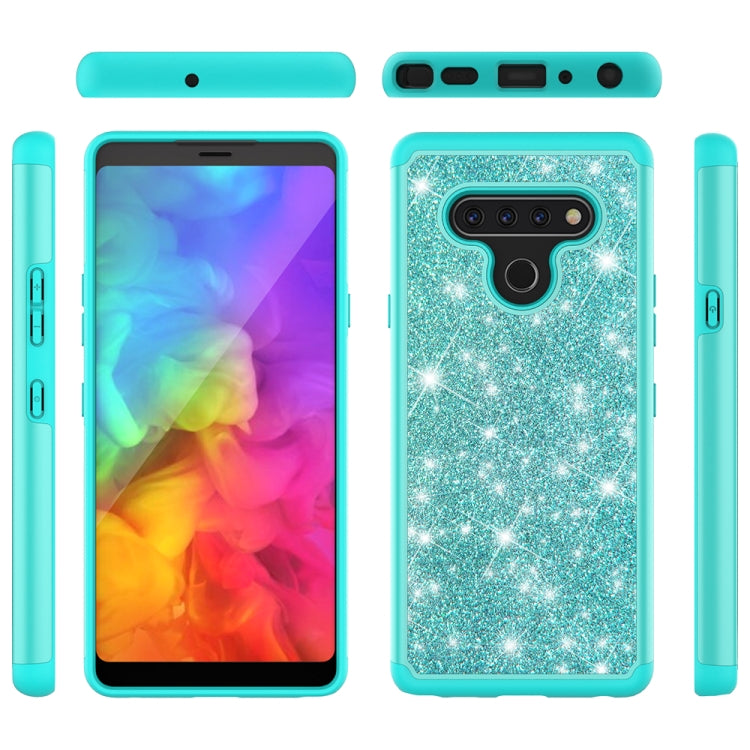 For LG Q Stylo 6 Glitter Powder Contrast Skin Shockproof Silicone + PC Protective Case