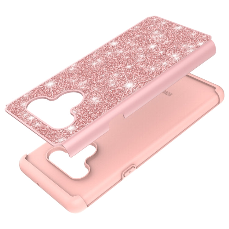 For LG Q Stylo 6 Glitter Powder Contrast Skin Shockproof Silicone + PC Protective Case