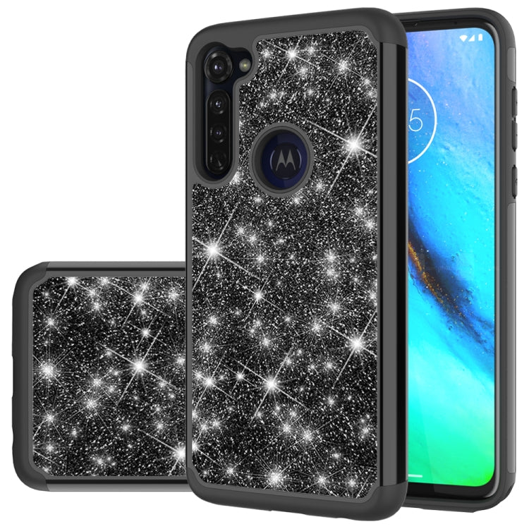 For Motorola Moto G Stylus(2020) Glitter Powder Contrast Skin Shockproof Silicone + PC Protective Case