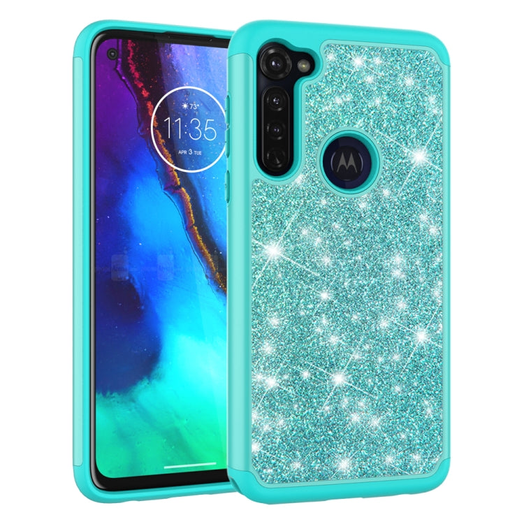 For Motorola Moto G Stylus(2020) Glitter Powder Contrast Skin Shockproof Silicone + PC Protective Case
